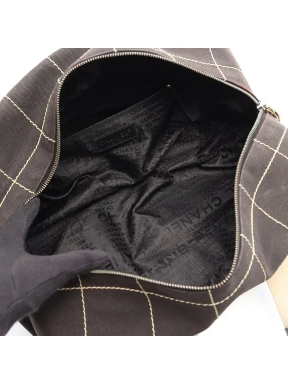 Chanel Choco Bar Black Leather Boston Bag